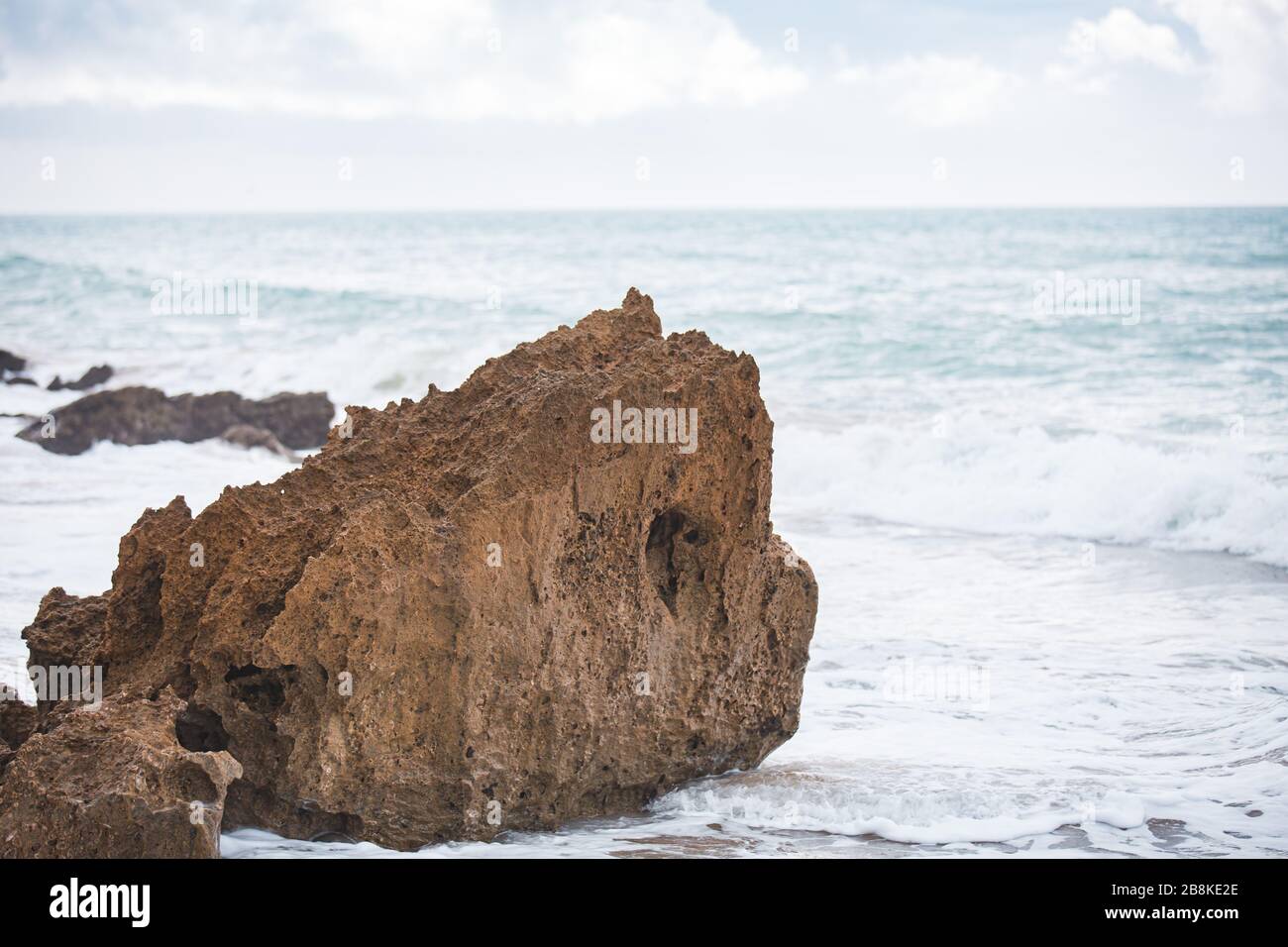 Offshore Rocks on the beach of Cala de Roche, Conil, Spain Stock Photo