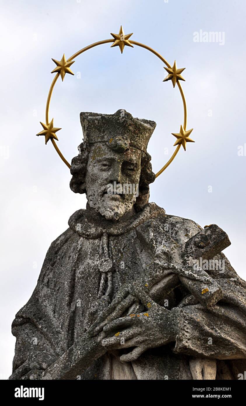 old religion statue and gold stair Stock Photo Alamy