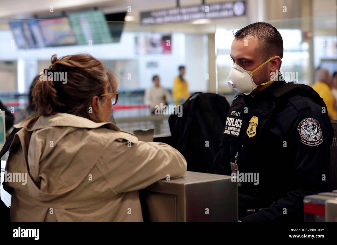 U.S. Customs and Border Protection officers screen international