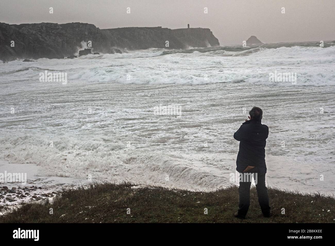 storm Camaret, harbor, presqu'île de Crozon Stock Photo