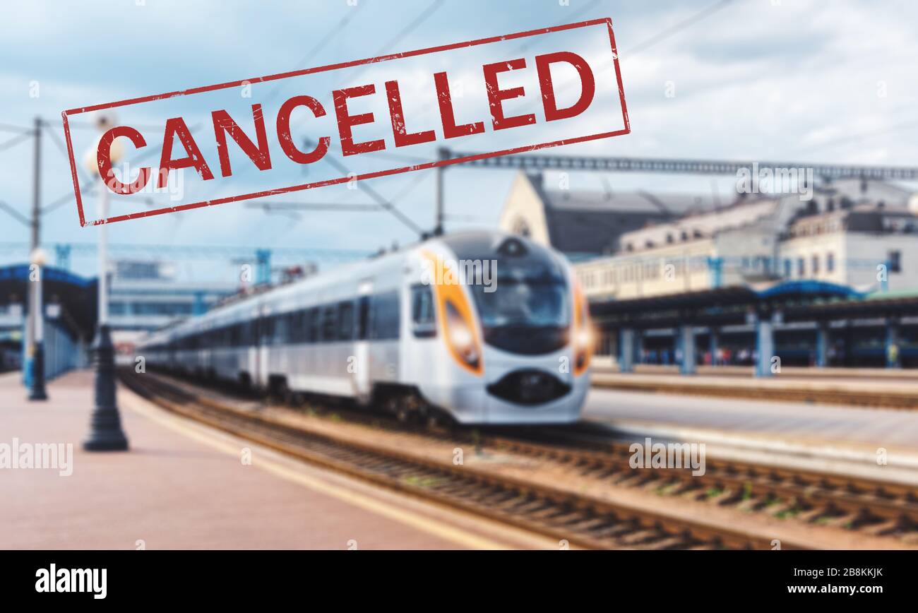 Trains cancelled due to pandemic of coronavirus Stock Photo