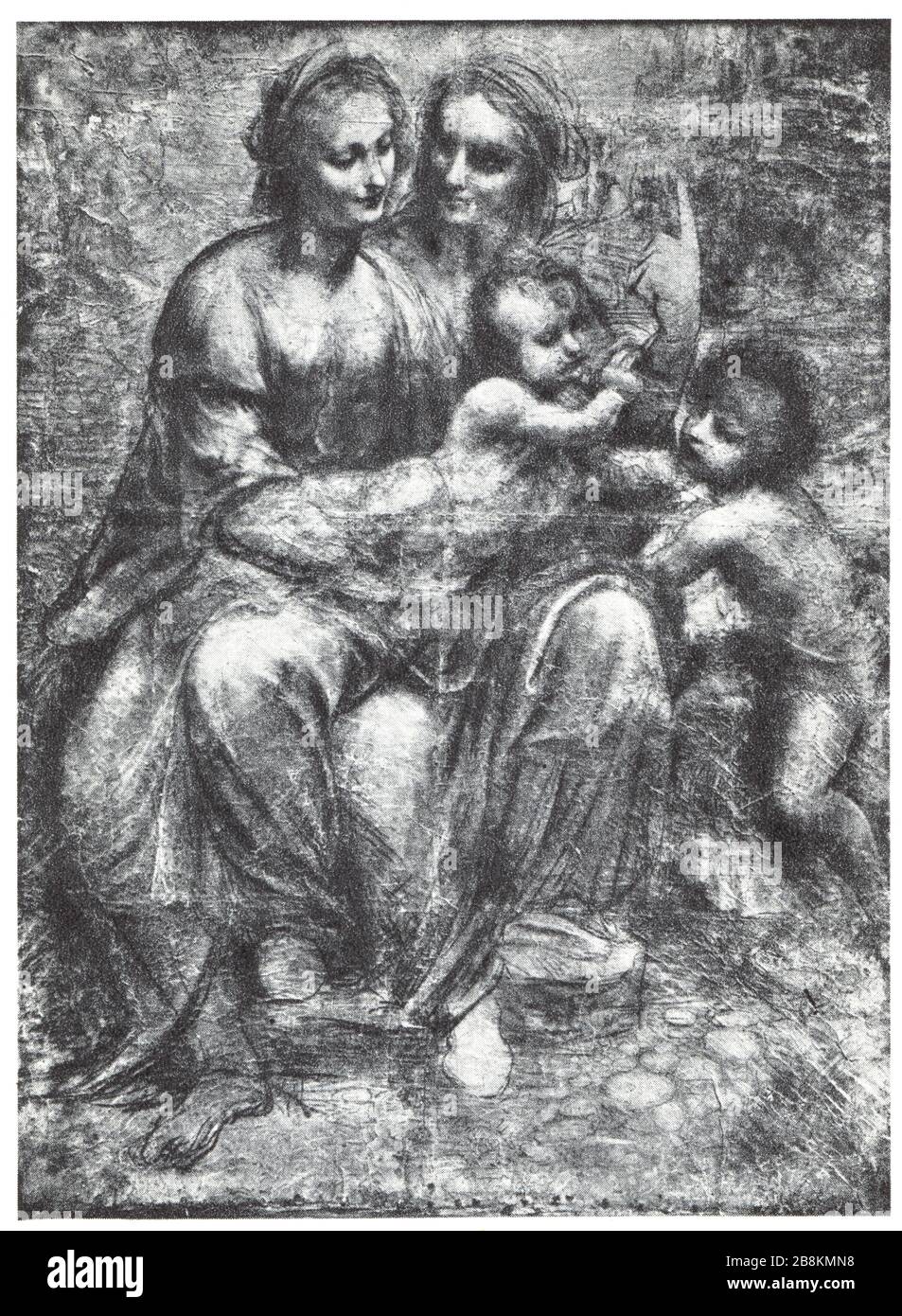 Leonardo da Vinci. The Virgin and Child with St Anne and St John Baptist. 1498. Stock Photo
