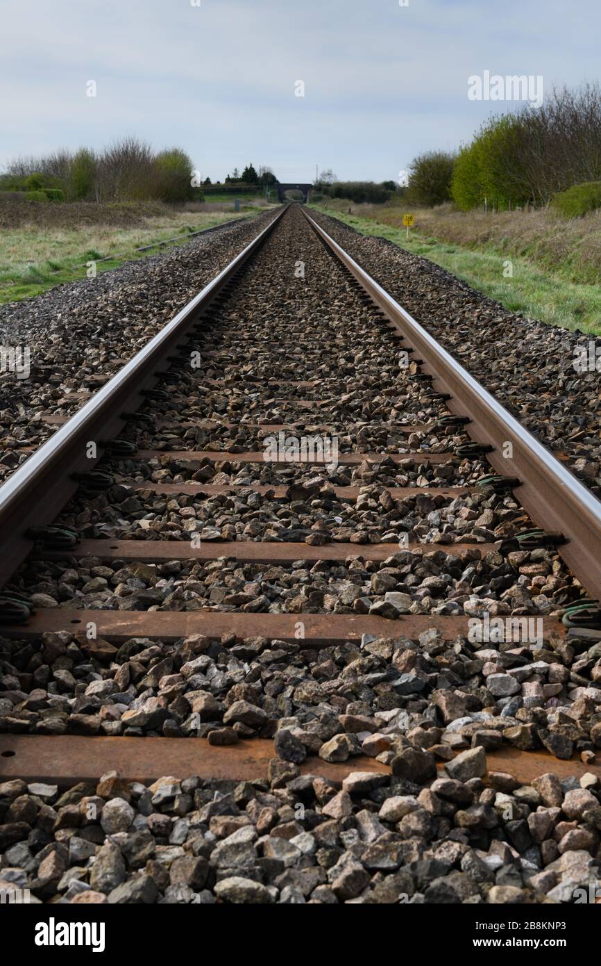 Railroad tracks in rural England Stock Photo Alamy