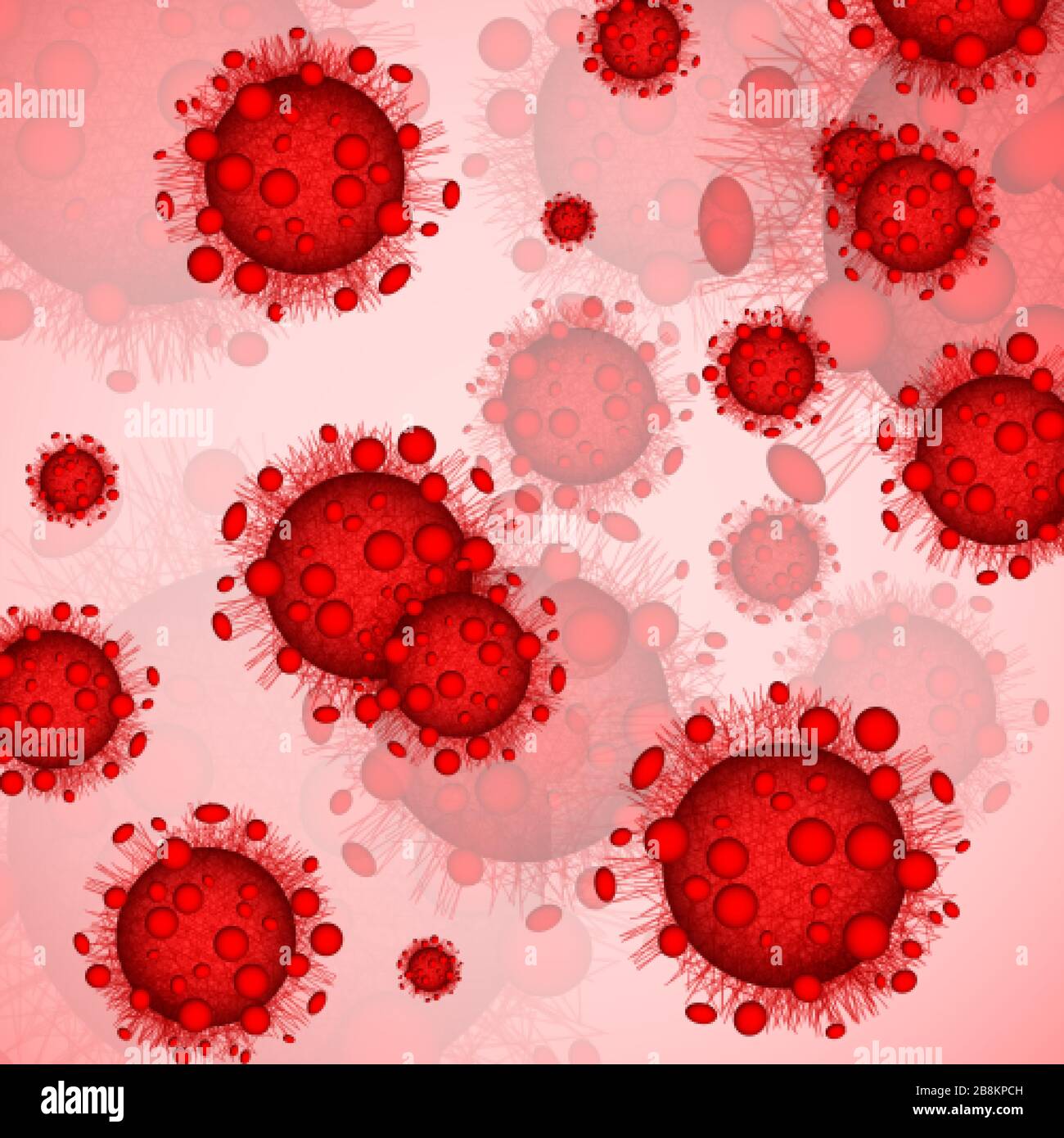 Red Corona Virus Infection. Medicine warning background. Dangerous disease symptoms. Vector illustration Stock Vector