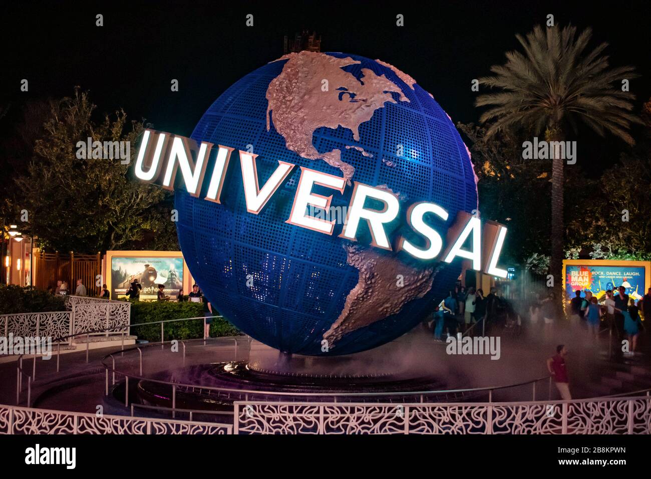 Orlando, Florida. February 12, 2020.  World sphere at Universals Citywalk Stock Photo