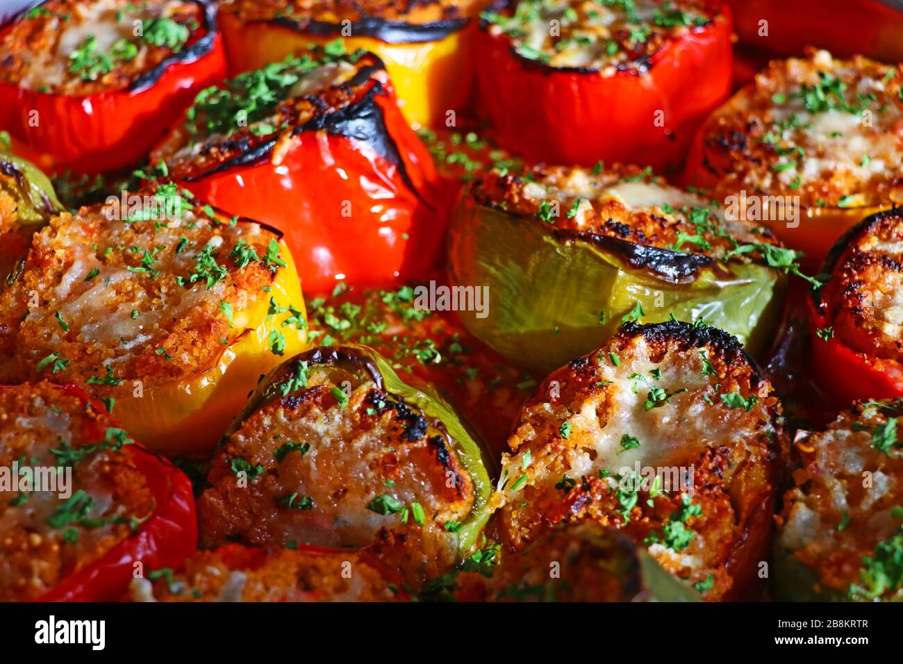 vegetarian stuffed paprika peppers with breadcrumbs and parsley Stock Photo Alamy