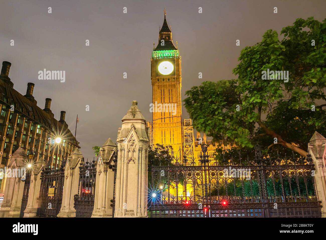 The Big Ben clock tower at night, London, UK. Stock Photo
