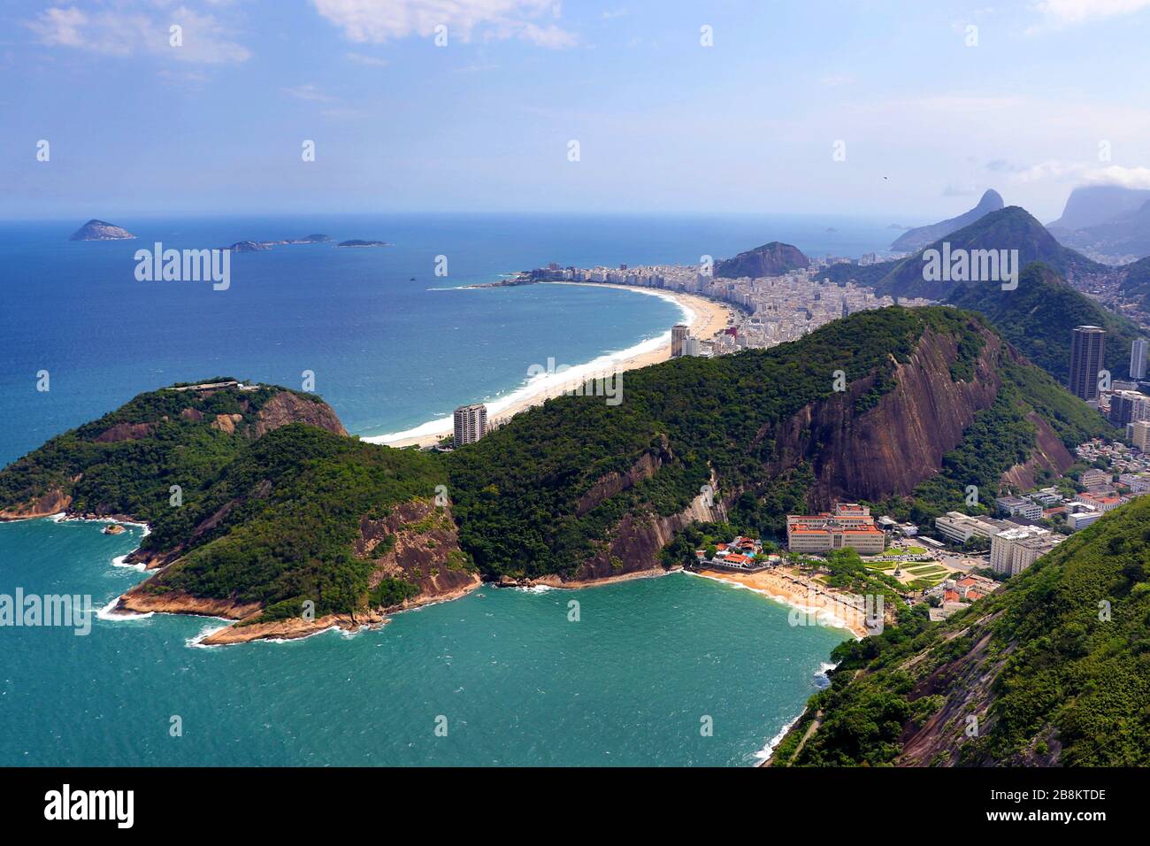 aerial view of the Copacabana and Corcovado - Rio de Janeiro Brazil Stock Photo