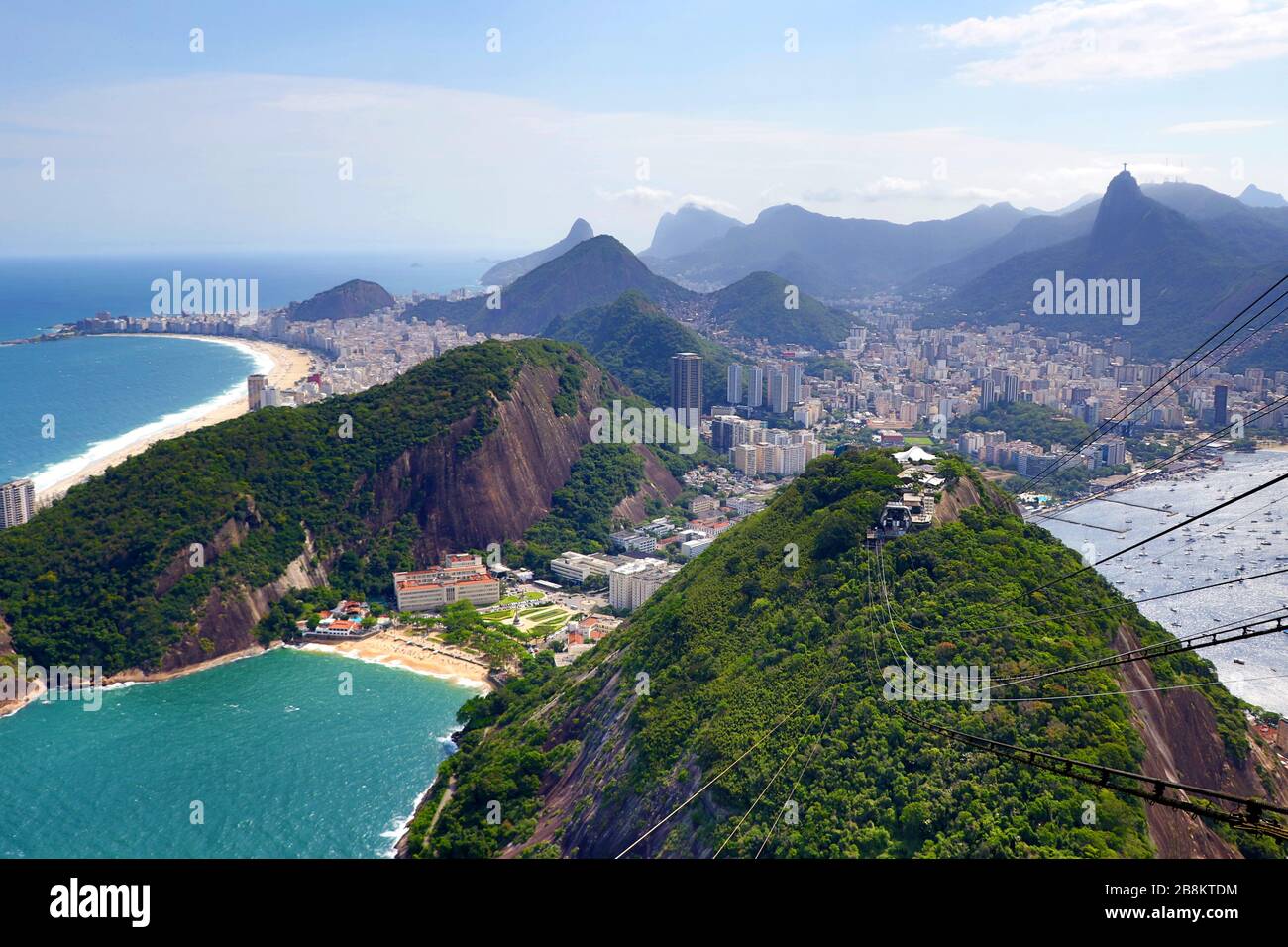 aerial view of the Copacabana and Corcovado - Rio de Janeiro Brazil Stock Photo