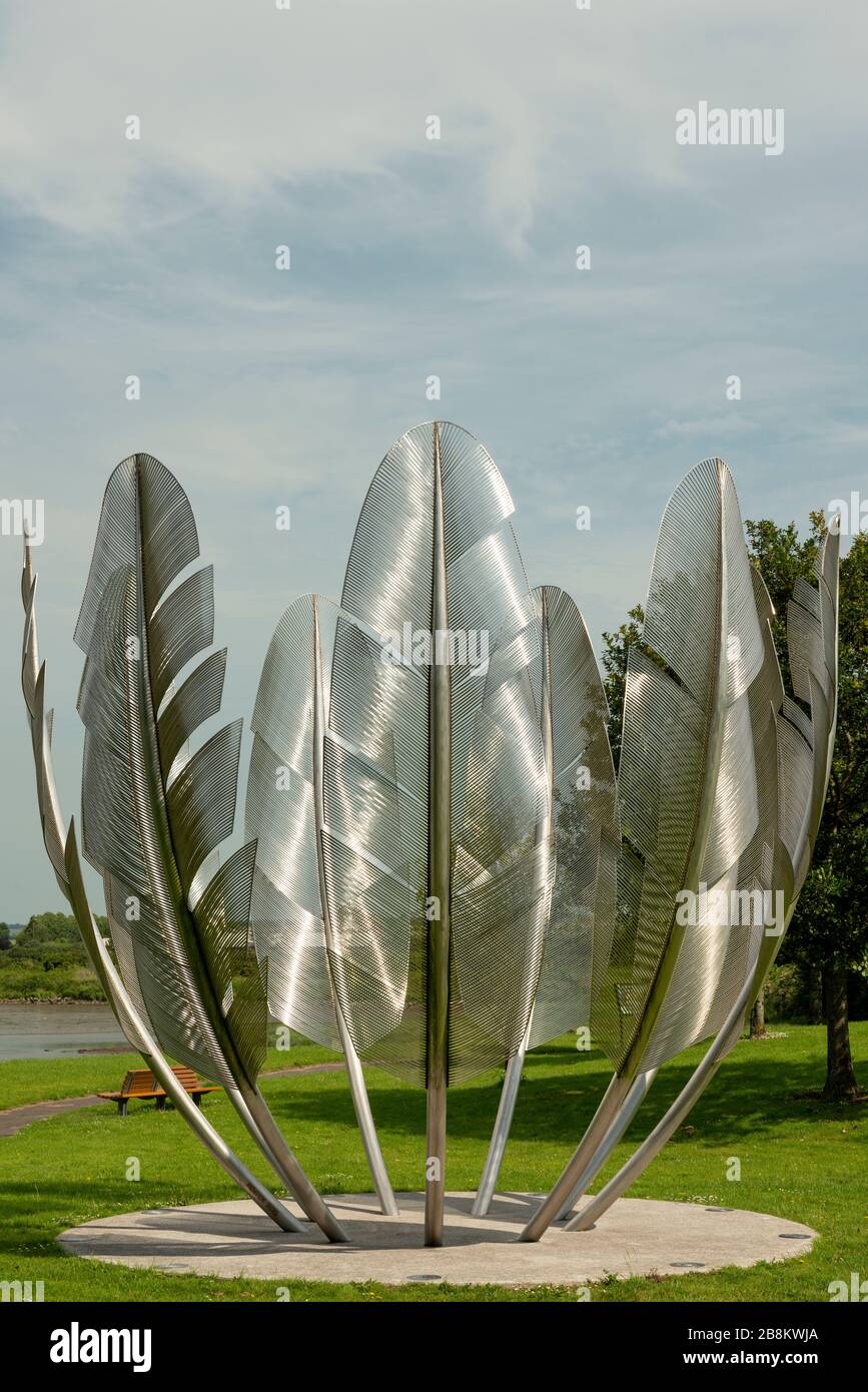The Kindred Spirits Choctaw Monument art instalation by Alex Pentek in Bailick Park, Midleton, County Cork, Ireland Stock Photo