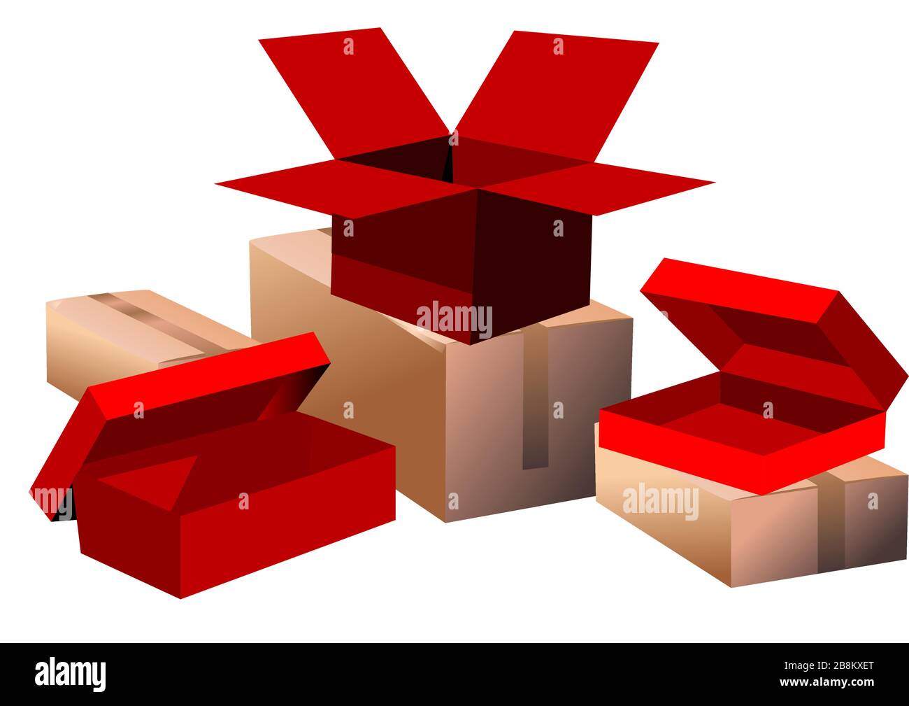 set of boxes on white background Stock Vector