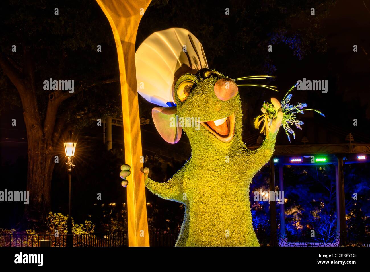 Orlando, Florida. March 11, 2020. Remy of Ratatouille topiarie in ...