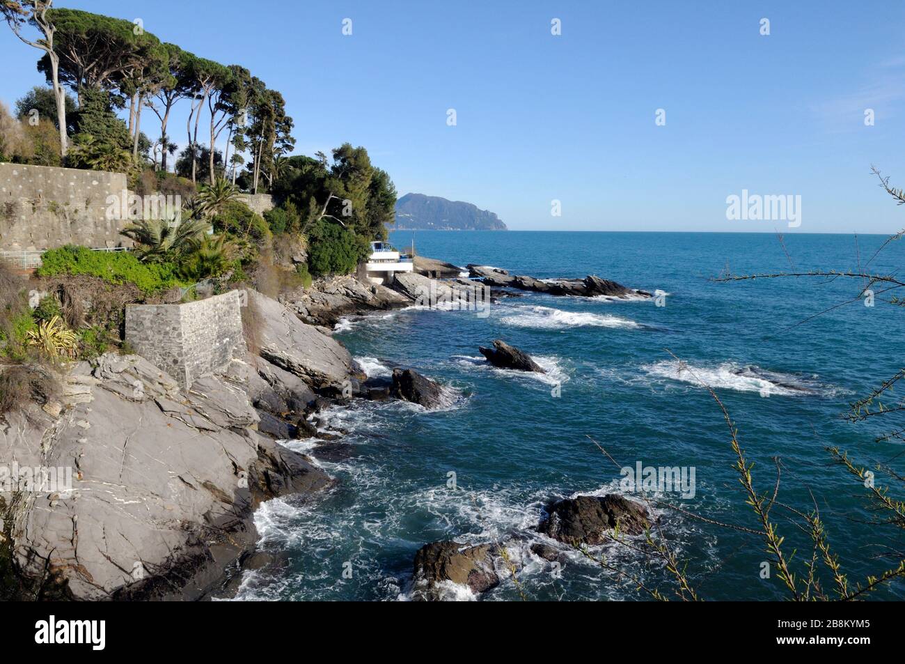 Anita Garibaldi path on the sea, Nervi, Ligury, Italy, Europe Stock Photo