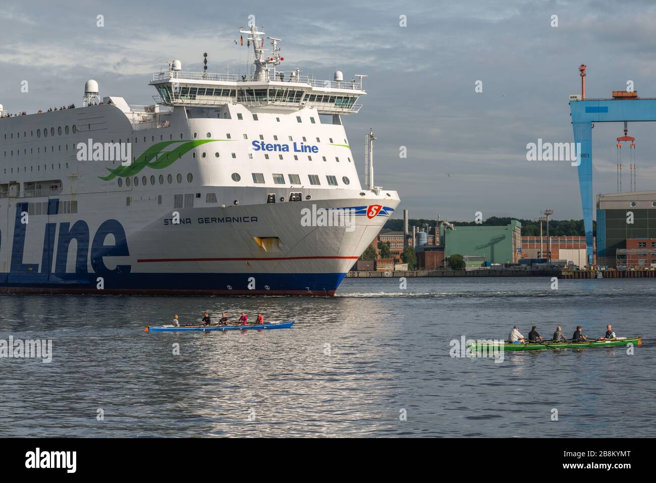 Stena Germanica of Stena line, coming from Gothenborg, Sweden, pulling into Kiel Habour, Kiel, Schleswig-Holstein, North Germany, Central Europe Stock Photo