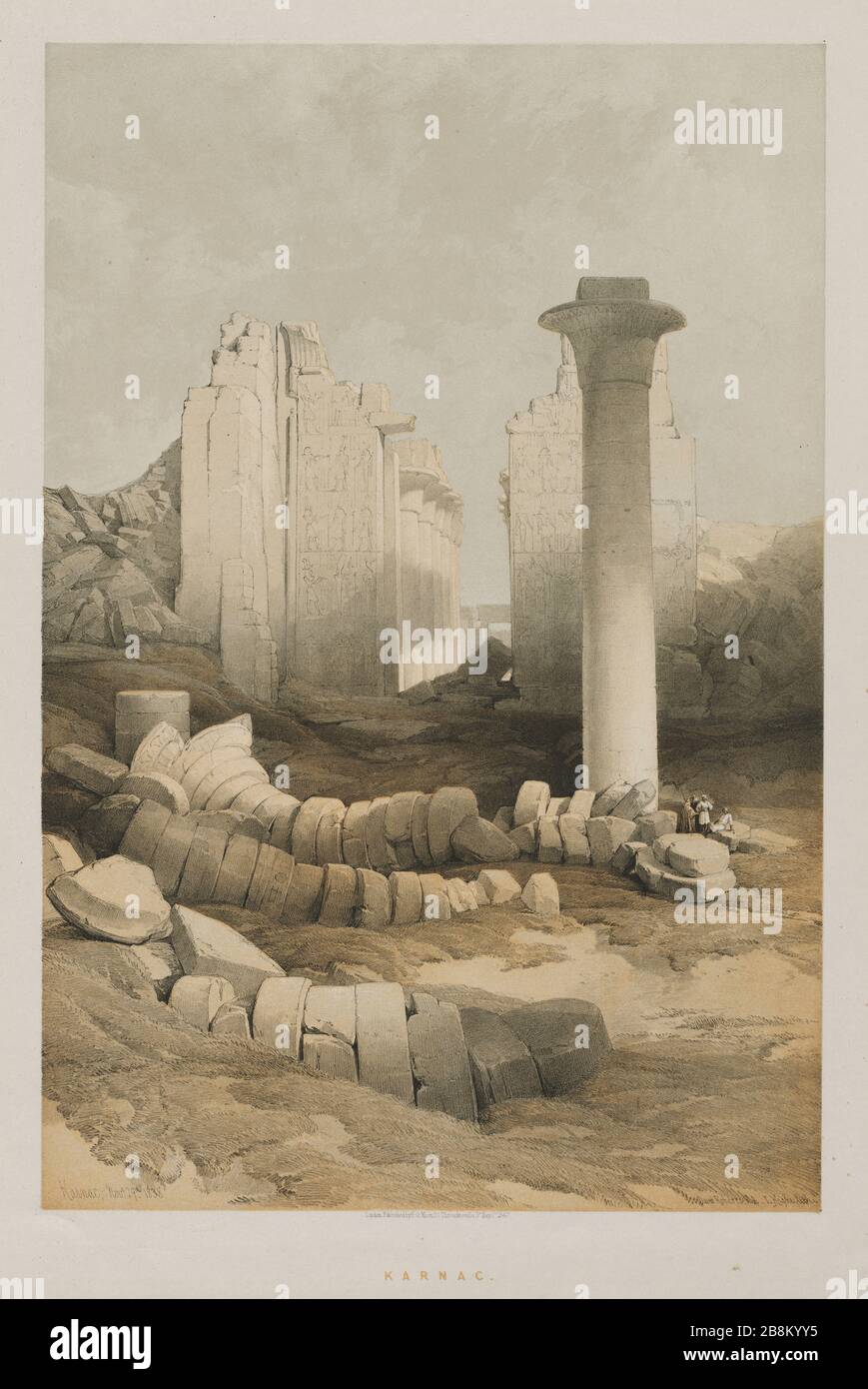 Karnak from Egypt and Nubia, Volume II: Karnak, 1848. Louis Haghe (British, 1806-1885), F.G.Moon, 20 Threadneedle Street, London, after David Roberts (British, 1796-1864). Color lithograph; sheet: 60.4 x 43.6 cm (23 3/4 x 17 3/16 in.); image: 48.8 x 32.7 cm (19 3/16 x 12 7/8 in.) Stock Photo
