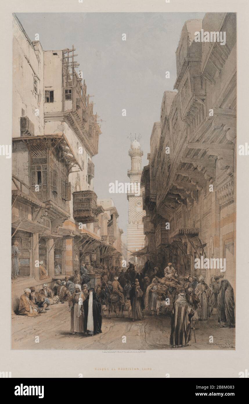 Egypt and Nubia, Volume III: Mosque el Mooristan, Cairo, 1849. Louis Haghe (British, 1806-1885), F.G.Moon, 20 Threadneedle Street, London, after David Roberts (British, 1796-1864). Color lithograp Stock Photo