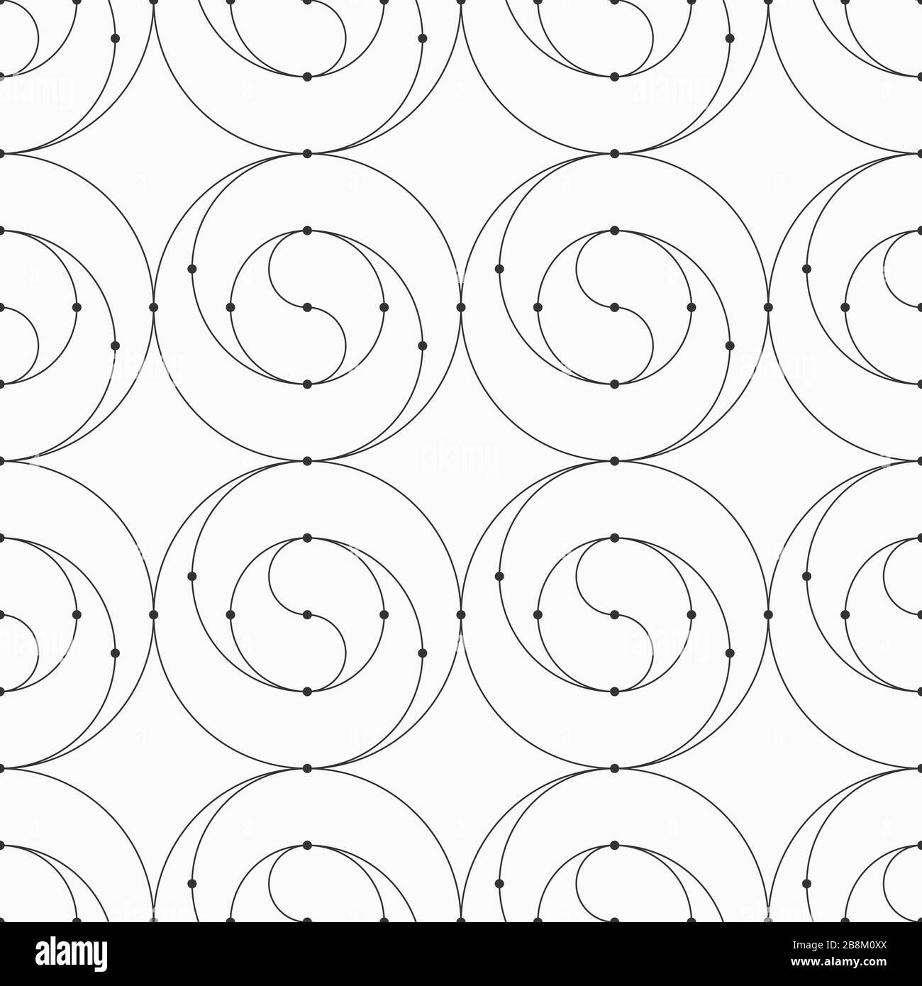 Abstract seamless pattern of connecting circles and rounded lines ...