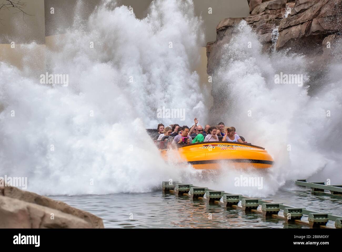 Orlando Florida March 02 2019 People Enjoying Jurassic Park River Adventure At Universals 4829