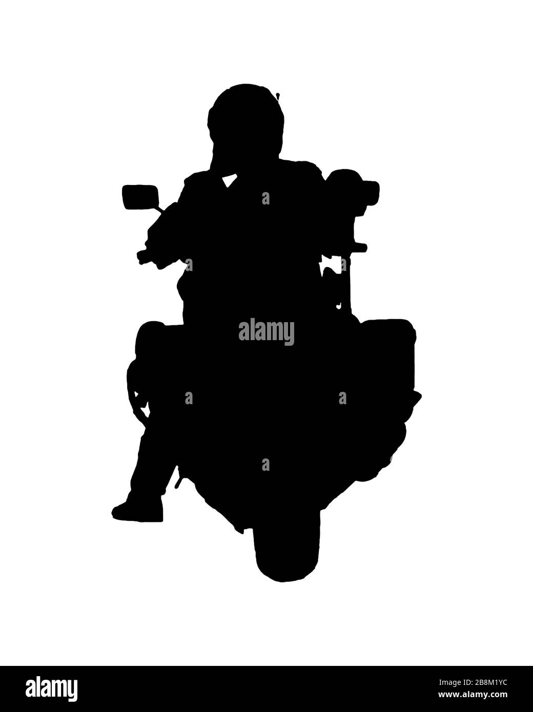 Isolated graphic silhouette back view police traffic at motorcycle standing Stock Photo