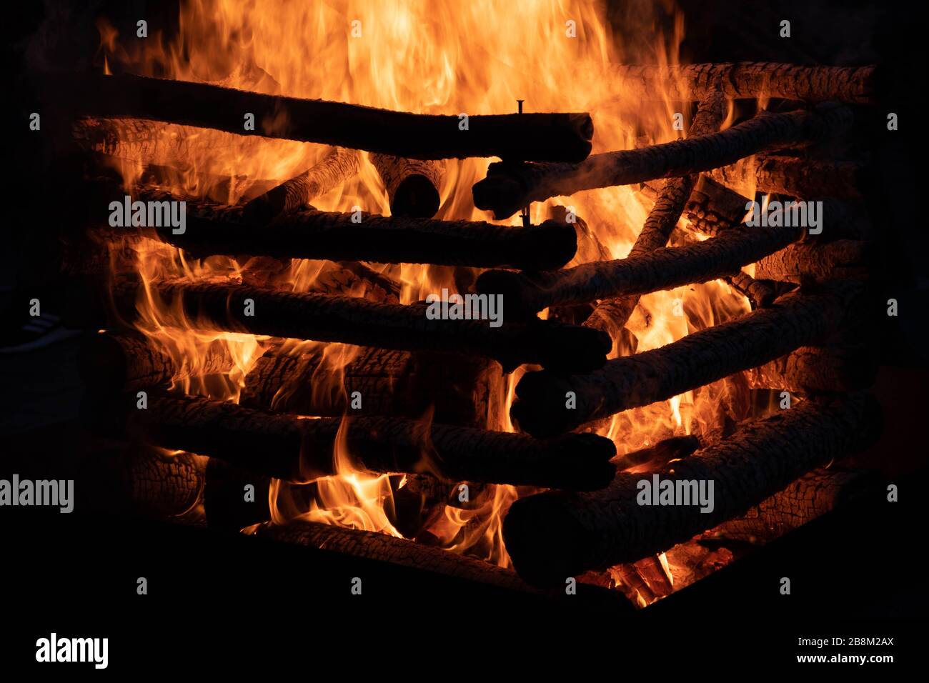 Fire and flames, bonfire in a traditional festival Stock Photo