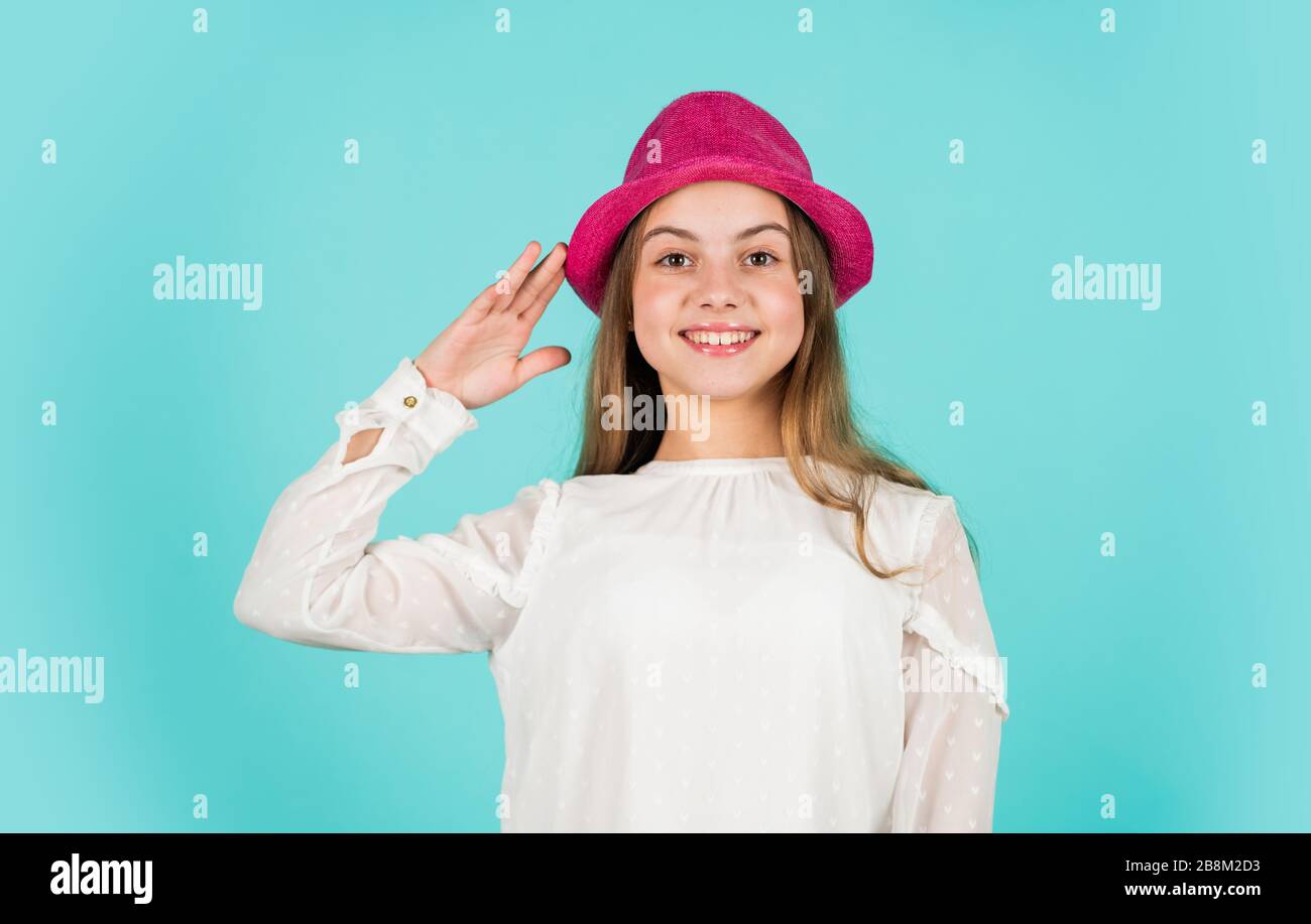 Summer accessory collection. Child wear hat. Accessories shop. Protect