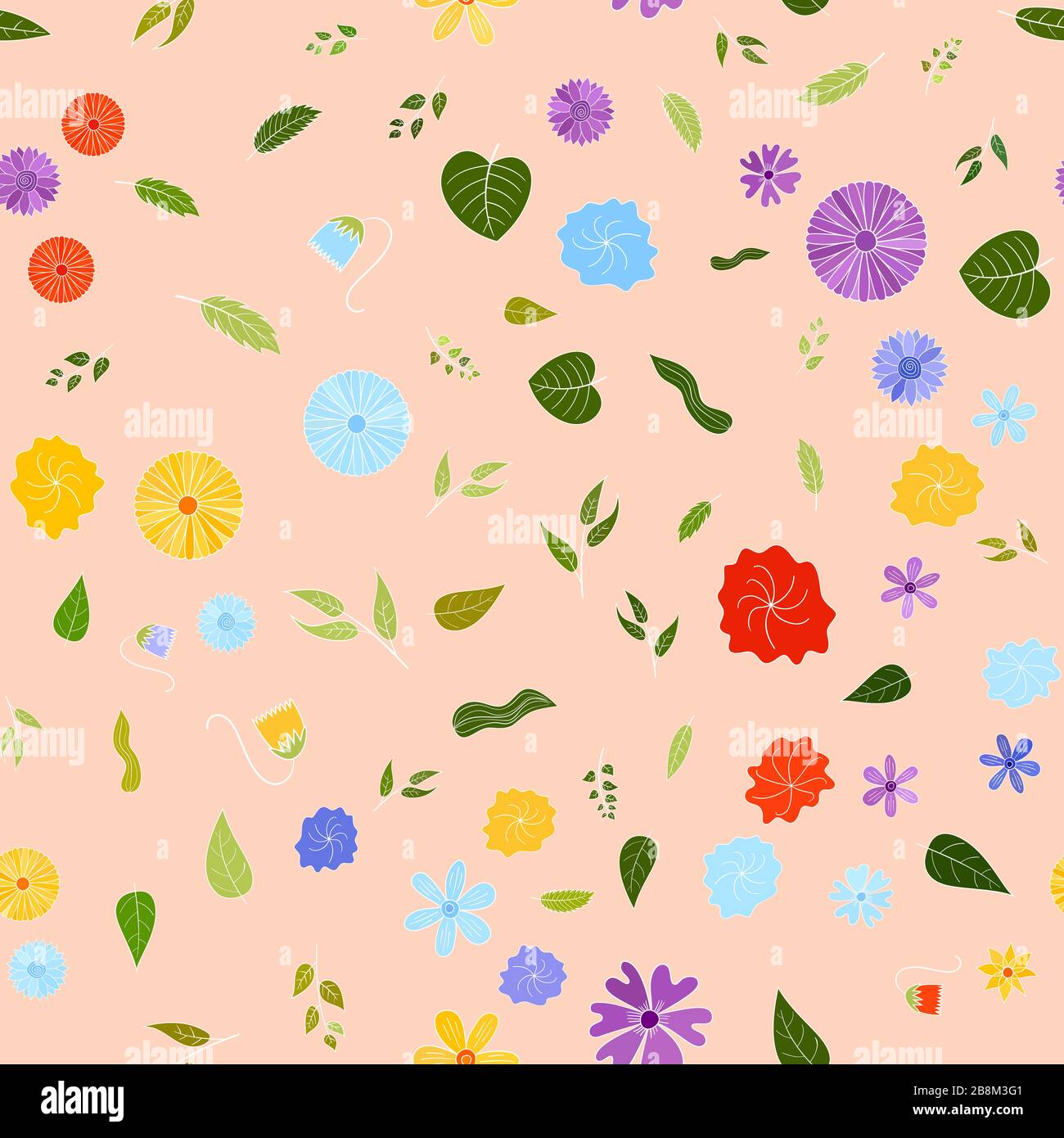 hand drawn vector floral seamless pattern Stock Vector Image & Art - Alamy