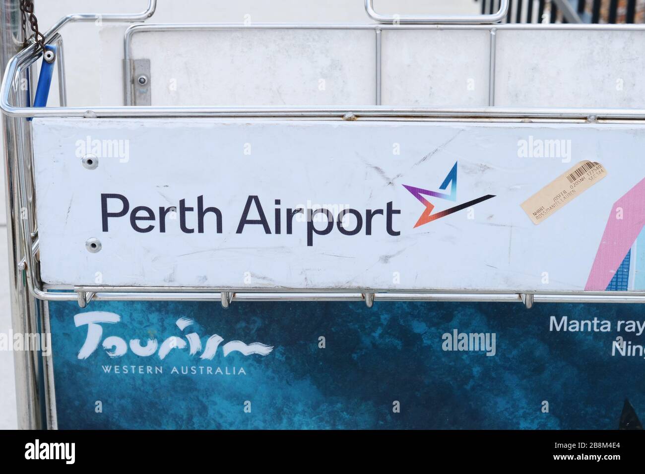 Luggage trolley seen at Perth airport, western Australia Stock Photo