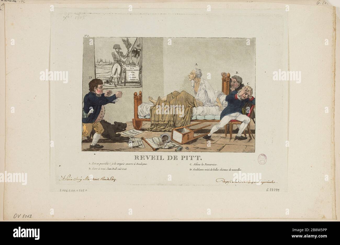 Wake Pitt Anonyme/chez Martinet. 'Réveil de Pitt'. Aquatinte coloriée, 1805. Paris, musée Carnavalet. Stock Photo