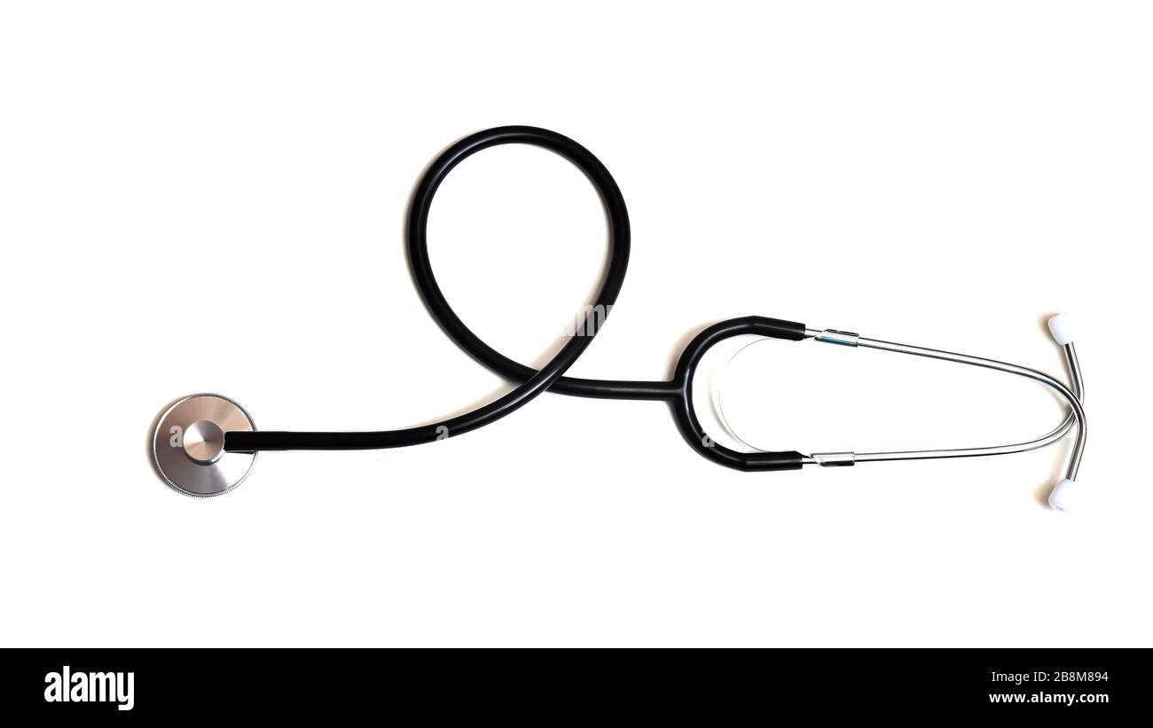 Black stethoscope isolated on a white background Stock Photo - Alamy