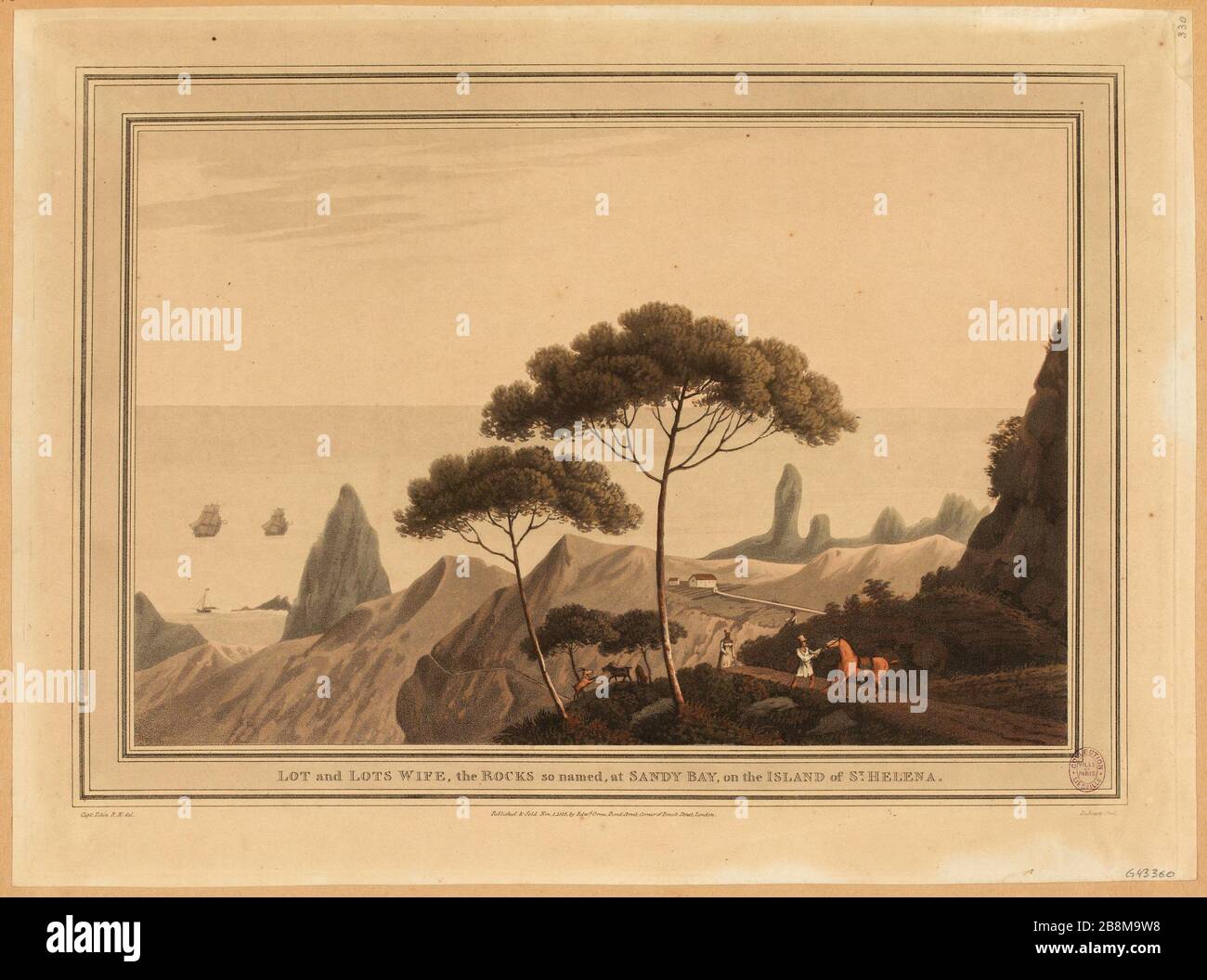 LOT and LOTS WIFE, the ROCKS so named, at SANDY BAY, on the ISLAND of St. HELENA.(TI) Stock Photo