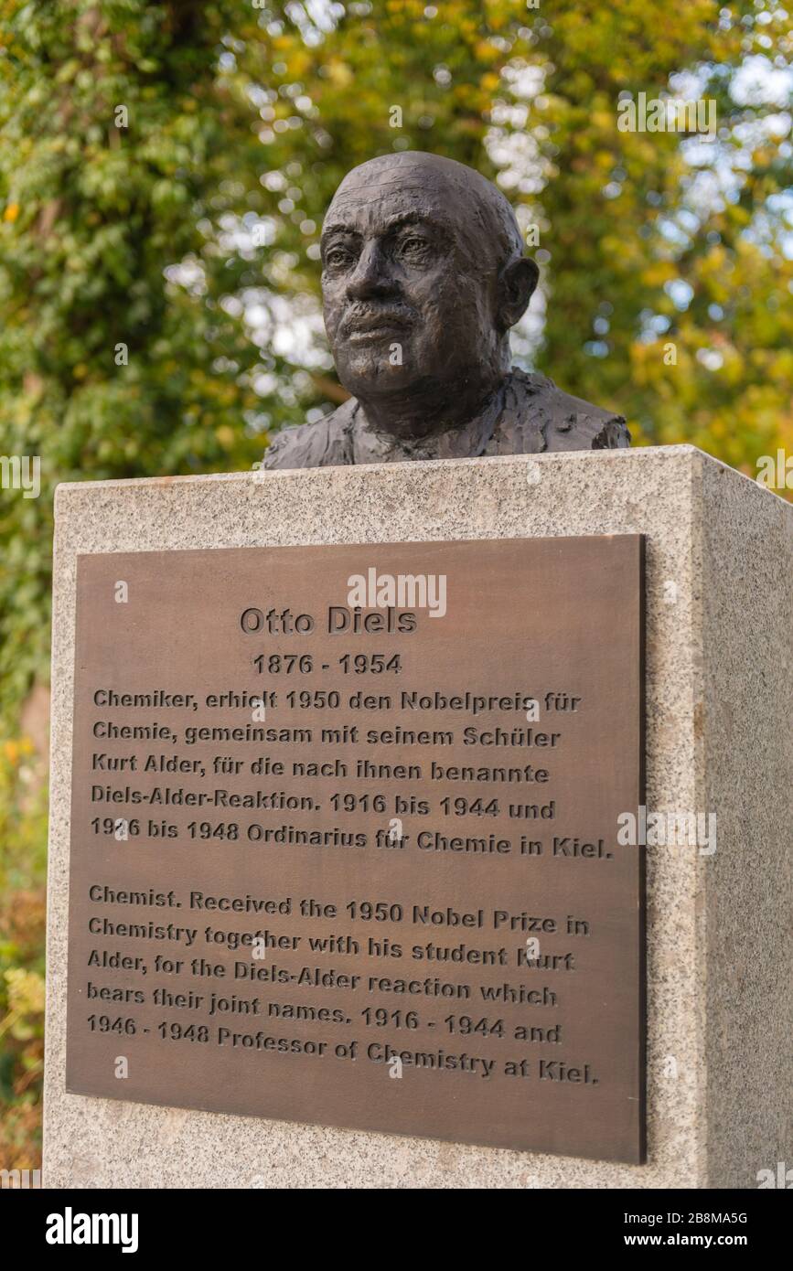 Otto Diels, chemist,  Nobel prize winner of chemistry, Ratsdienergarten, Kiel, capital city of Schleswig-Holstein, North Germany, Central Europe Stock Photo