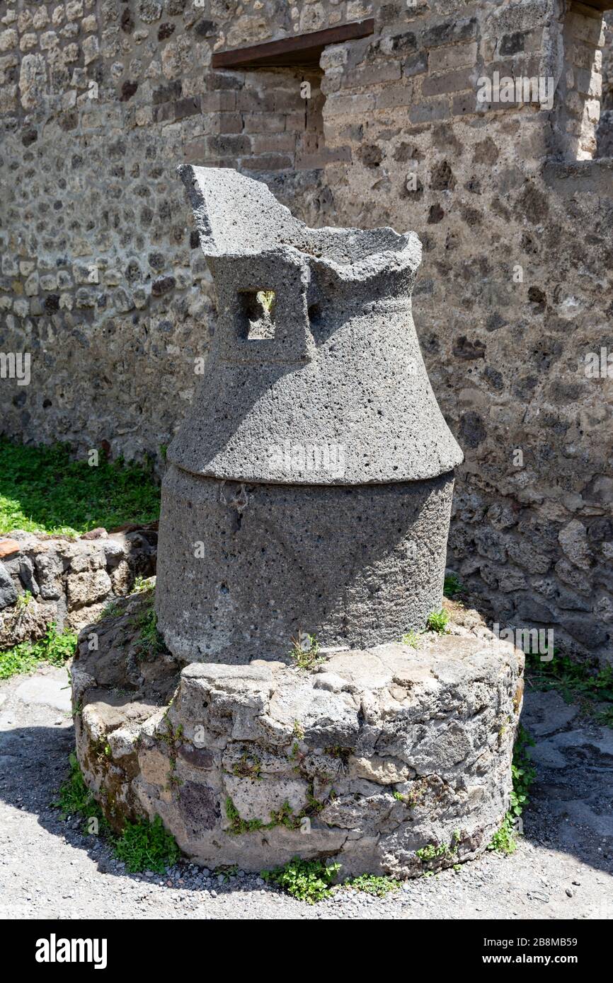 The remains of an ancient Roman clay oven, Pompeii, Campania, Italy. Stock Photo