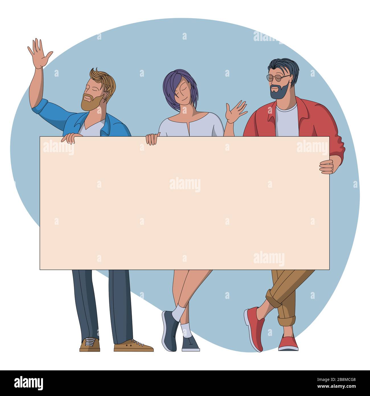 group of people with empty banner Stock Vector Image & Art - Alamy