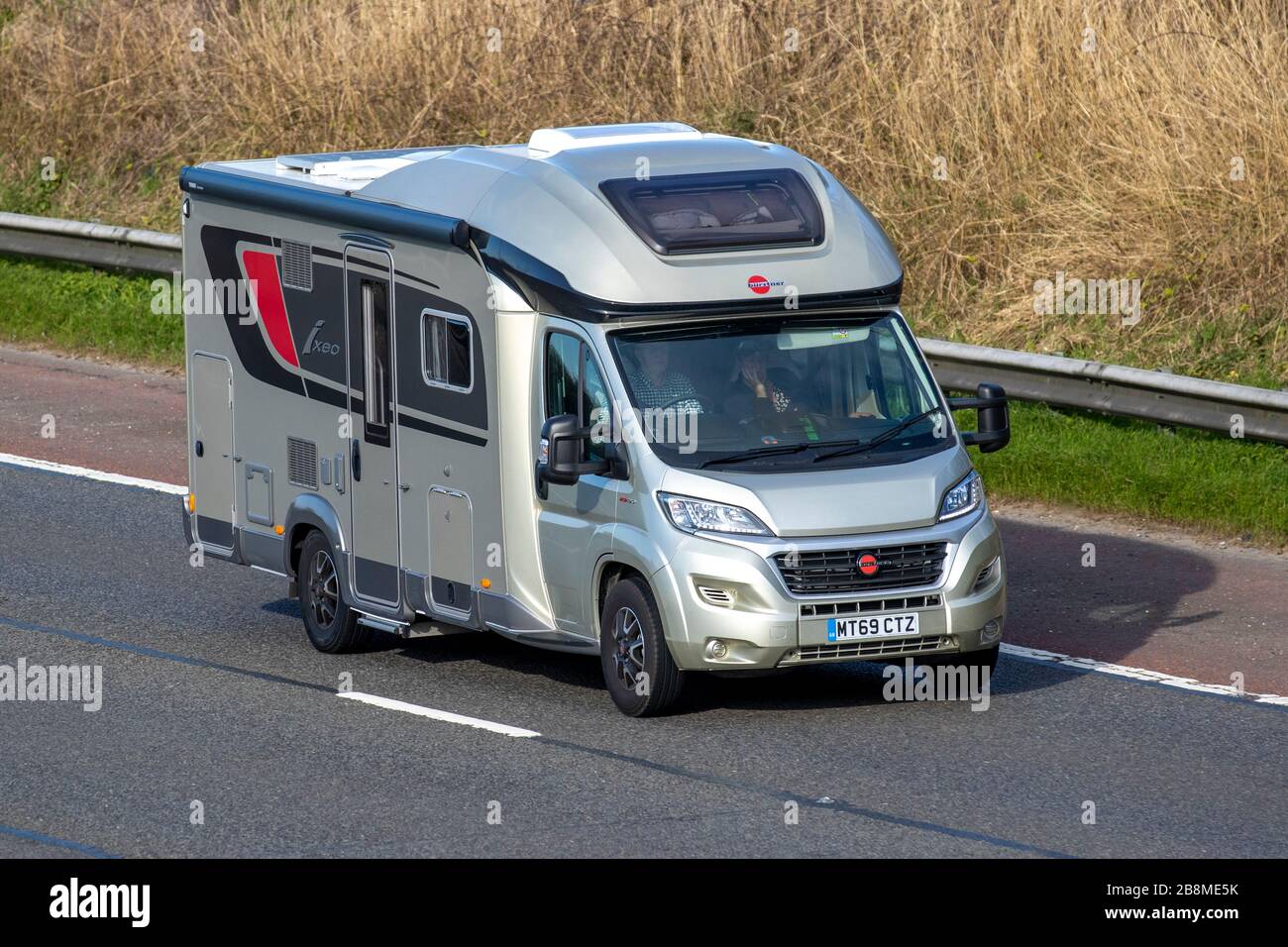 2019 Fiat Ducato Touring Caravans and Motorhomes, campervans, RV leisure  vehicle, family holidays, vacations, caravan holiday, life on the road:  Tavelling on the M6 motorway, UK Stock Photo - Alamy