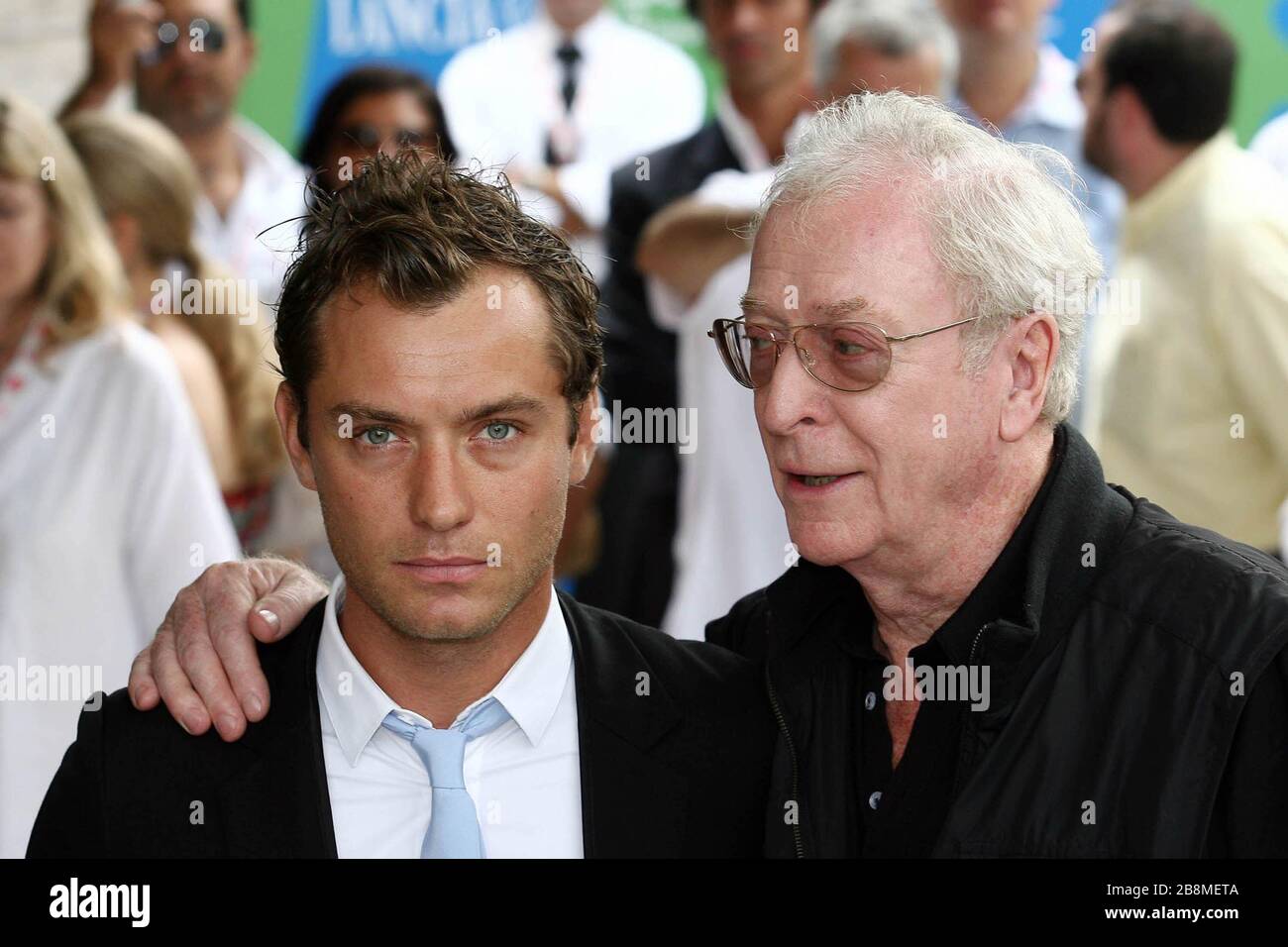Venice, 30 /08/2007. Jude Law and Michael Caine arrive in Venice Lido to attend the press conference of the film "Sleuth". Stock Photo