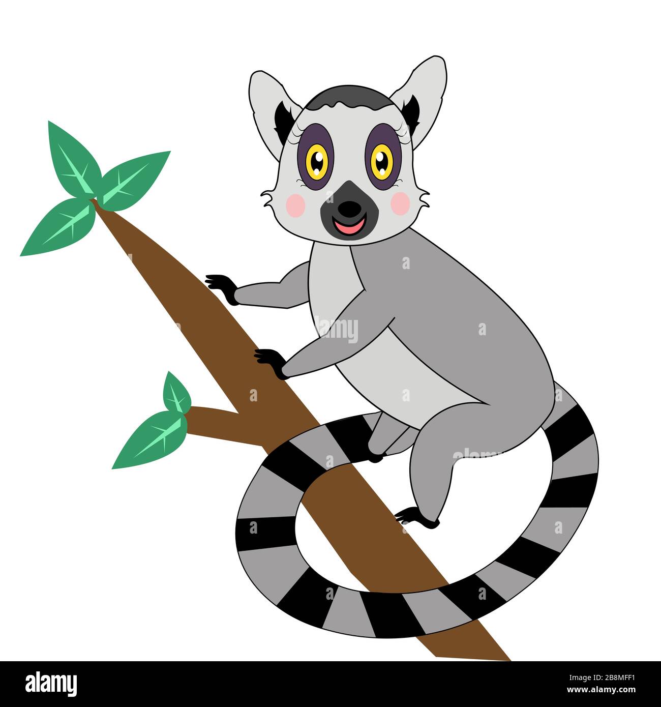 cute lemur   cartoon illustration vector Stock Vector