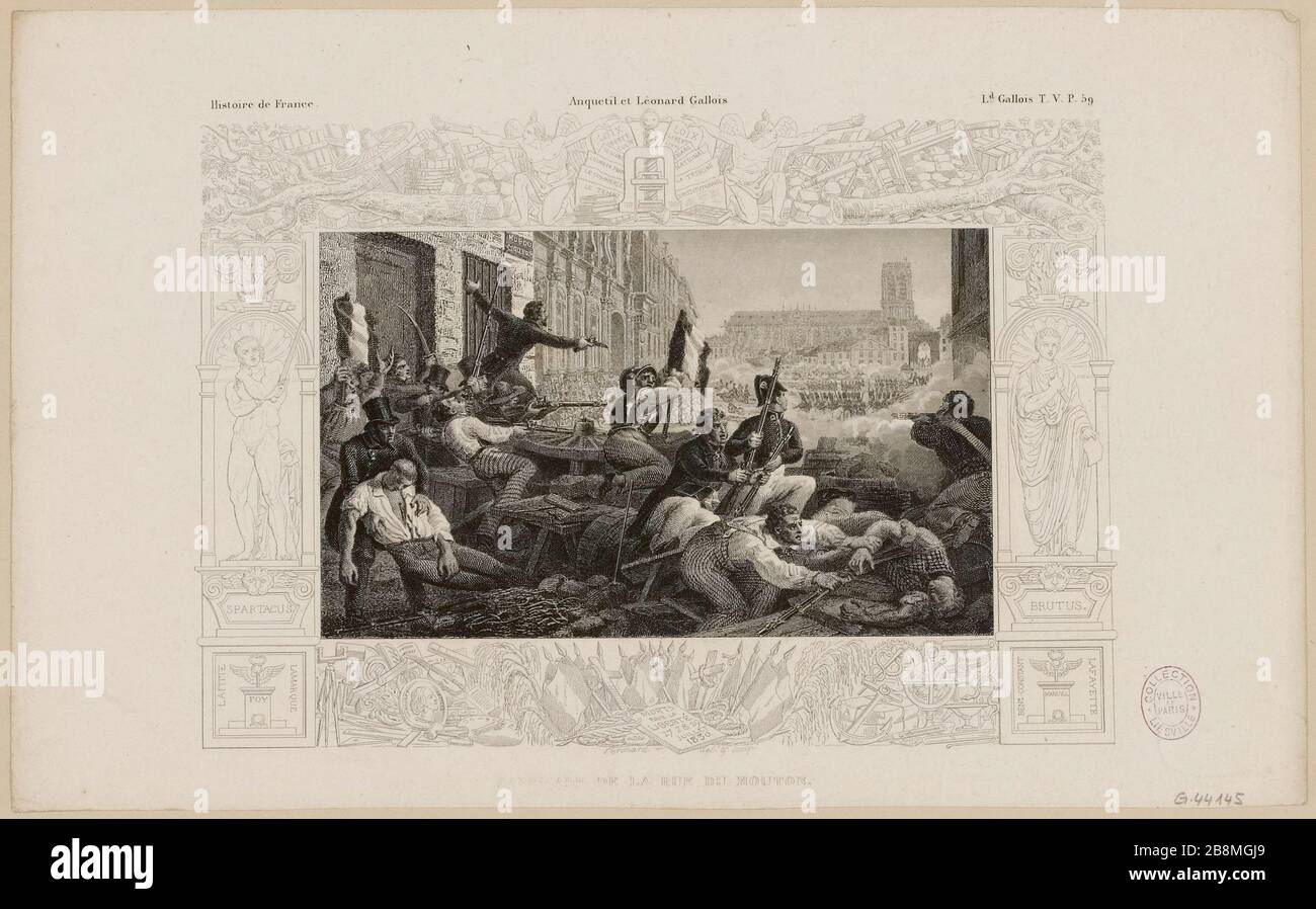 History of France / Anquetil and Leonard Welsh / Welsh T.V.P.59 Ld / Barricade street Mouton. (IT) Stock Photo