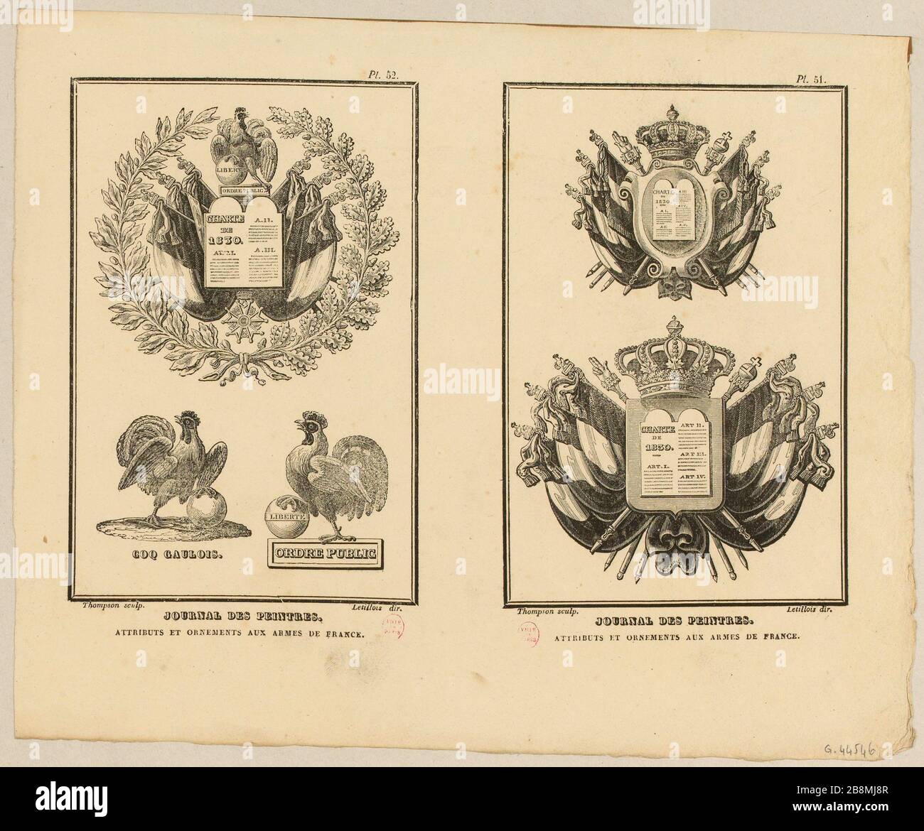Attributes and ornaments to arms of France (IT) Stock Photo