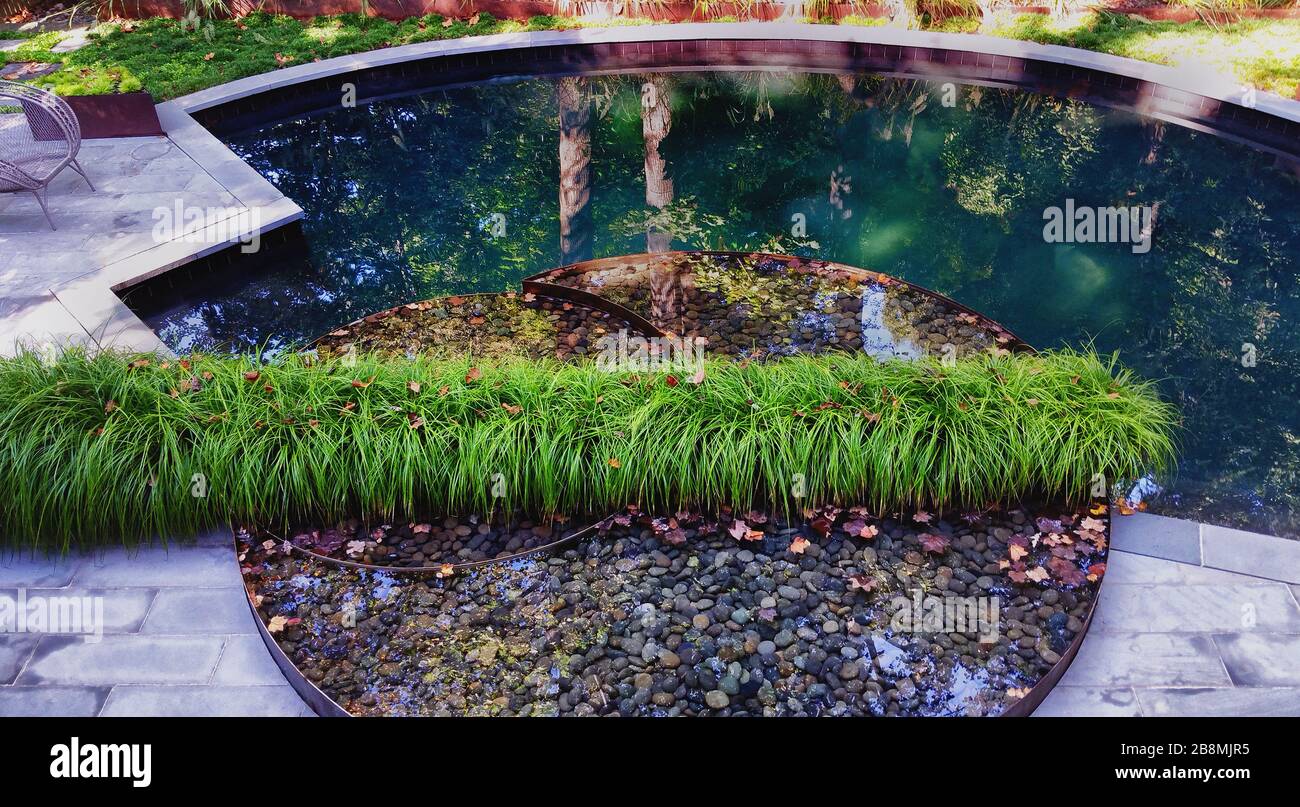 Landscape design, water feature Stock Photo