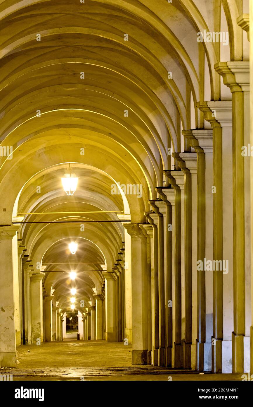 The portico that connects the city of Vicenza to the Madonna di Monte Berico Sanctuary. Veneto, Italy. Stock Photo