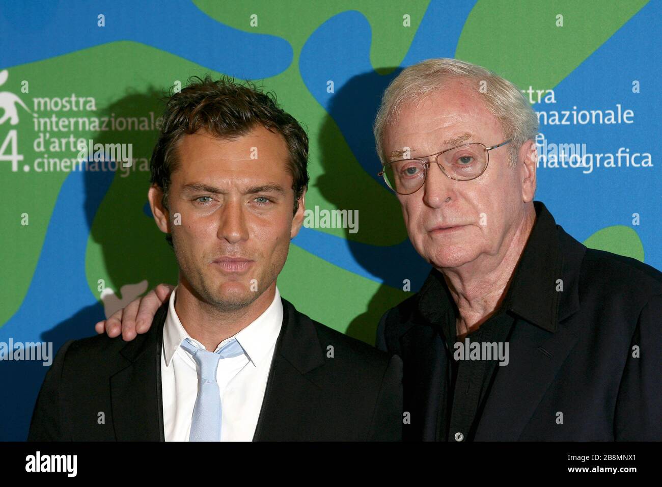 Venice, 30/08/2007. Jude Law and Michael Caine attending the photocall for the film 'Sleuth' directed by Kenneth Branagh. Stock Photo