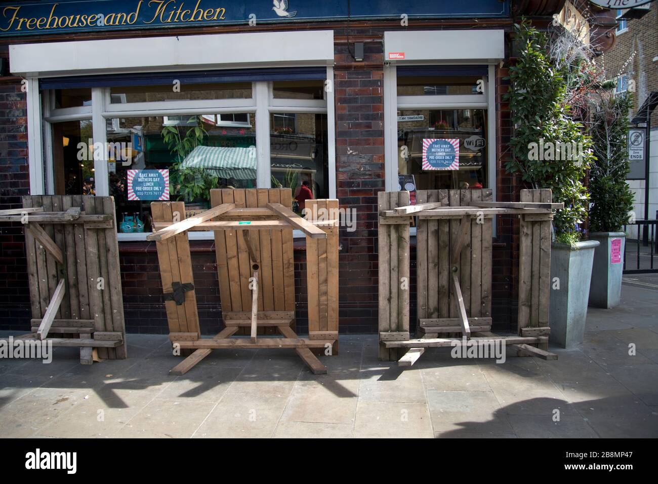 Hackney and covid 19. Broadway market. Dove pub, selling takeaway beer