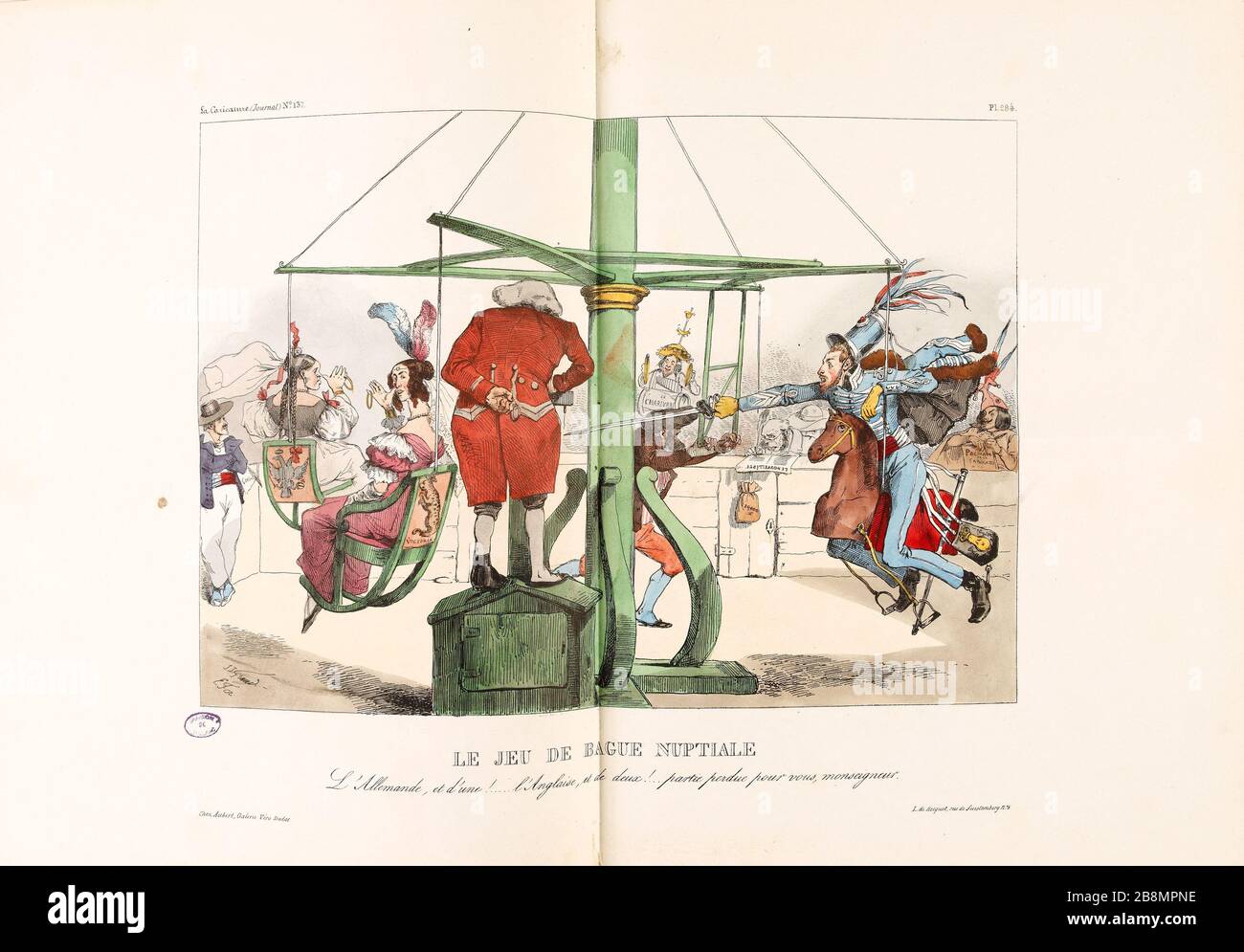 Caricature of a man impotently tilting at rings (jeu de bague) on a  merry-go-round, Stock Photo, Picture And Rights Managed Image. Pic.  MEV-12493668