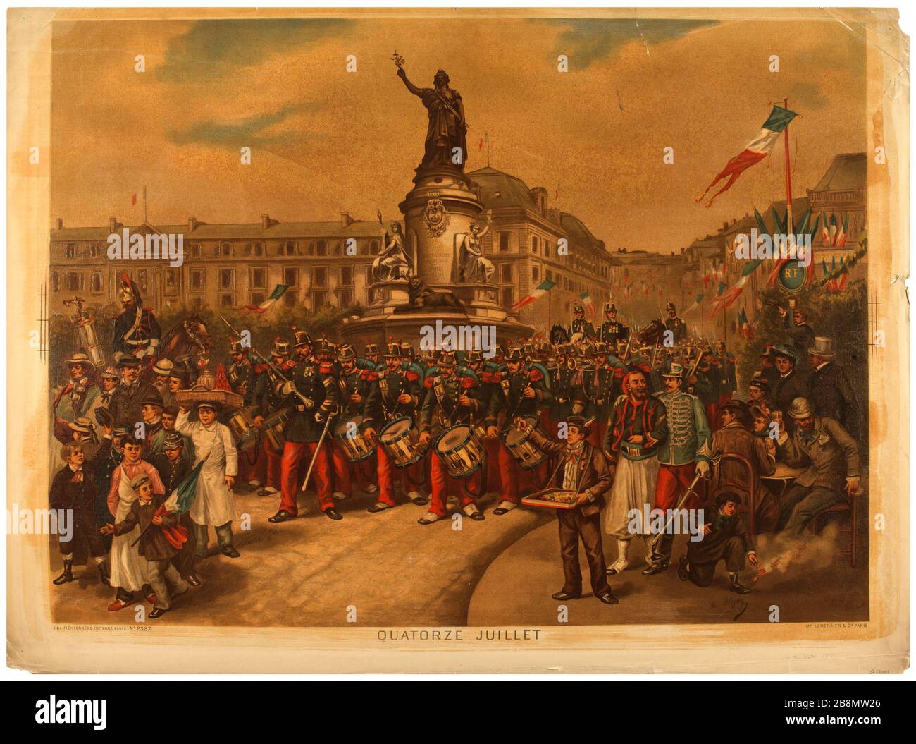 July fourteenth. Albert Bligny (1849-1908). 'Quatorze Juillet'. Procédé photomécanique. Paris, musée Carnavalet. Stock Photo