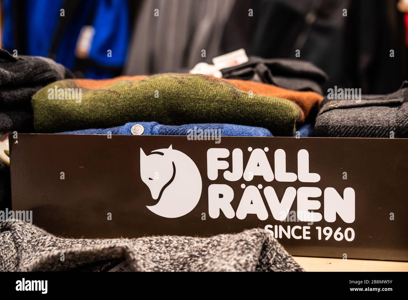 Fjallraven stall seen in a Macy's department store in New York City. Stock Photo