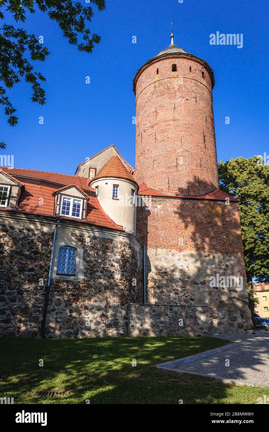 Tower of medieval knights castle in Swidwin, capital of Swidwin County in West Pomeranian Voivodeship of northwestern Poland Stock Photo