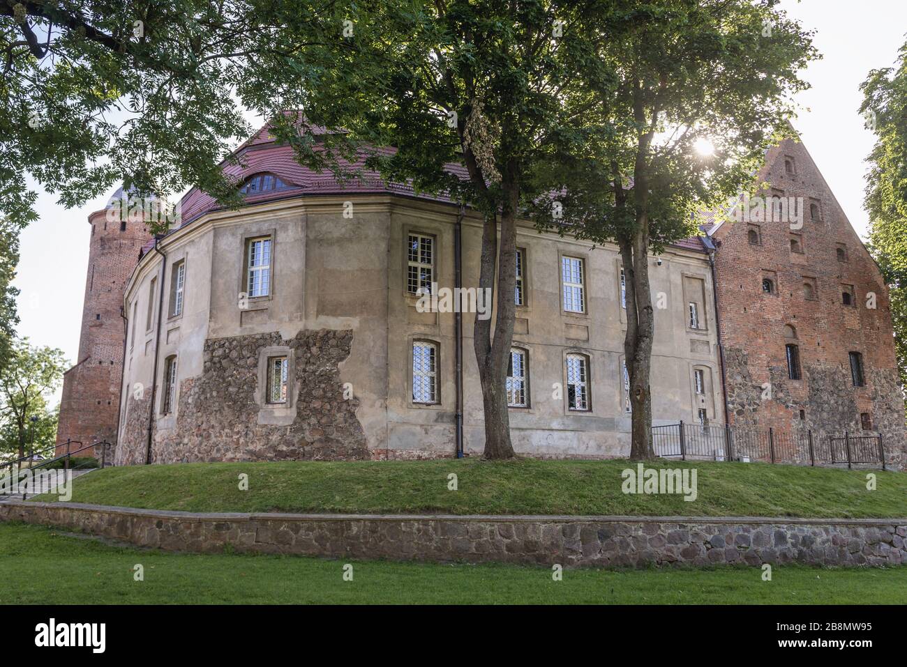 Wall of medieval knights castle in Swidwin, capital of Swidwin County in West Pomeranian Voivodeship of northwestern Poland Stock Photo
