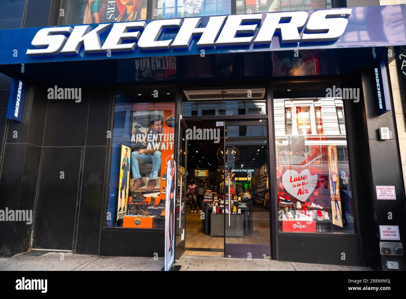 American lifestyle and performance footwear company, Skechers store logo  seen in New York City Stock Photo - Alamy