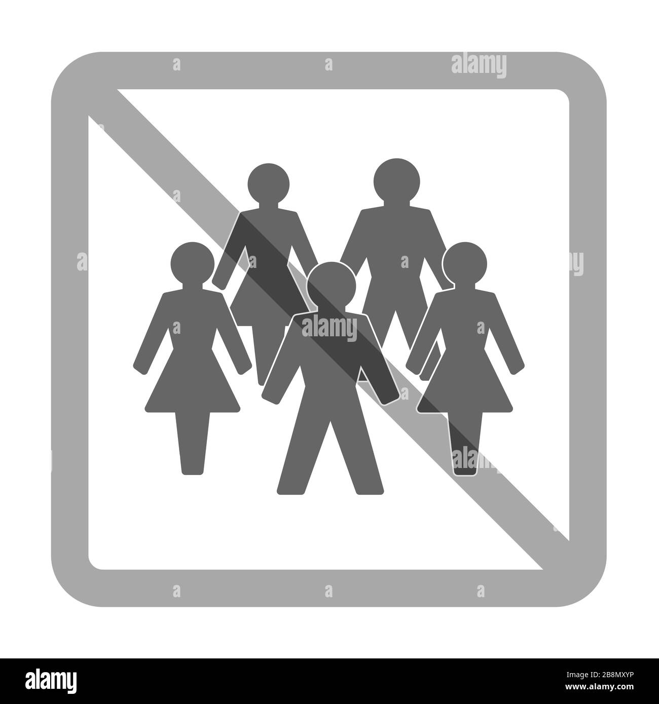 Social distancing. Ban on gathering symbol. Prohibition of assembly to avoid coronavirus infection - illustration on white background. Stock Photo