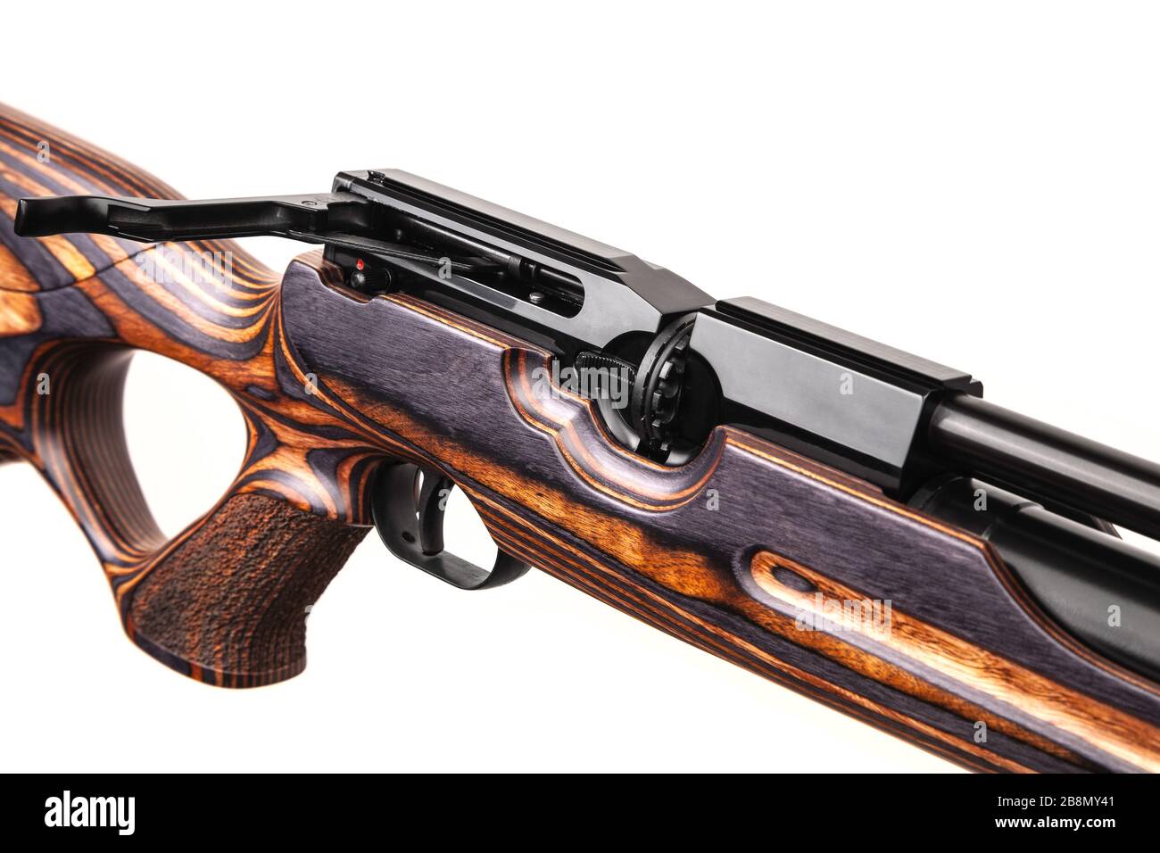 Pneumatic rifle isolated on white background. A rifle with a silencer ...